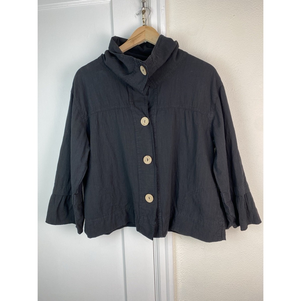 Drawstrings of Malibu Women's M Black Pre-Shrunk Cotton Crop Resort Wear Jacket
